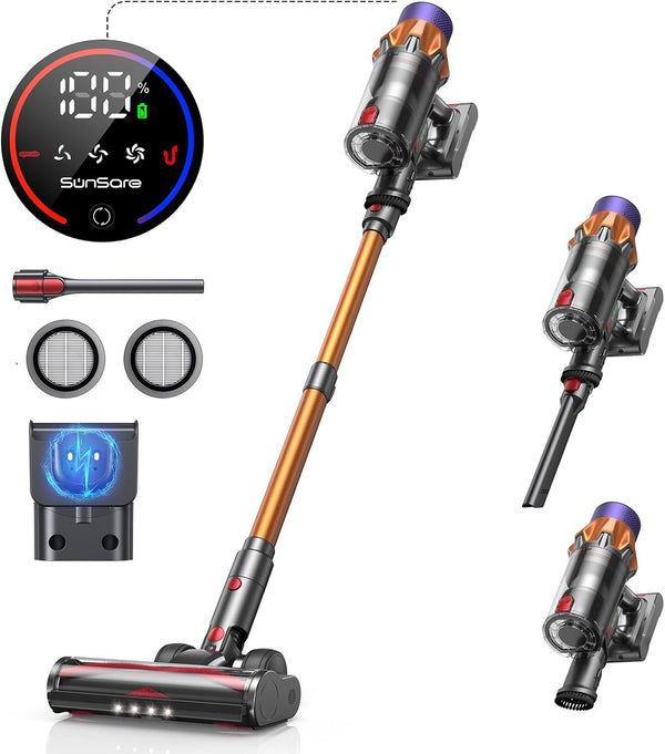 Kabelloser Stabstaubsauger SunSare X7A – Leistungsstarker 550-W-Motor, 13,2 PSI Saugleistung, 60 Minuten Laufzeit und intelligente Touchscreen-Steuerung