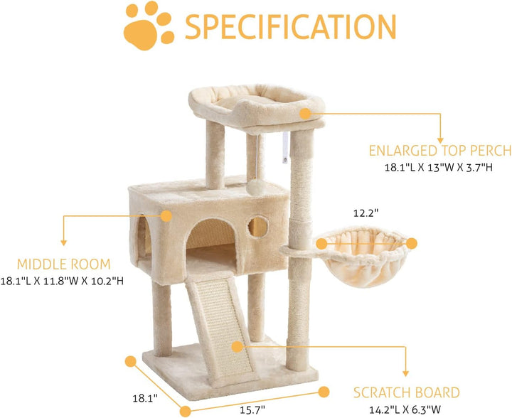 Furenvast - SHA CERLIN 36-Inch Cat Tree Tower with Hammock &