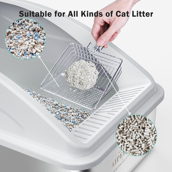 Furenvast - Premium Stainless Steel Enclosed Cat Litter Box 