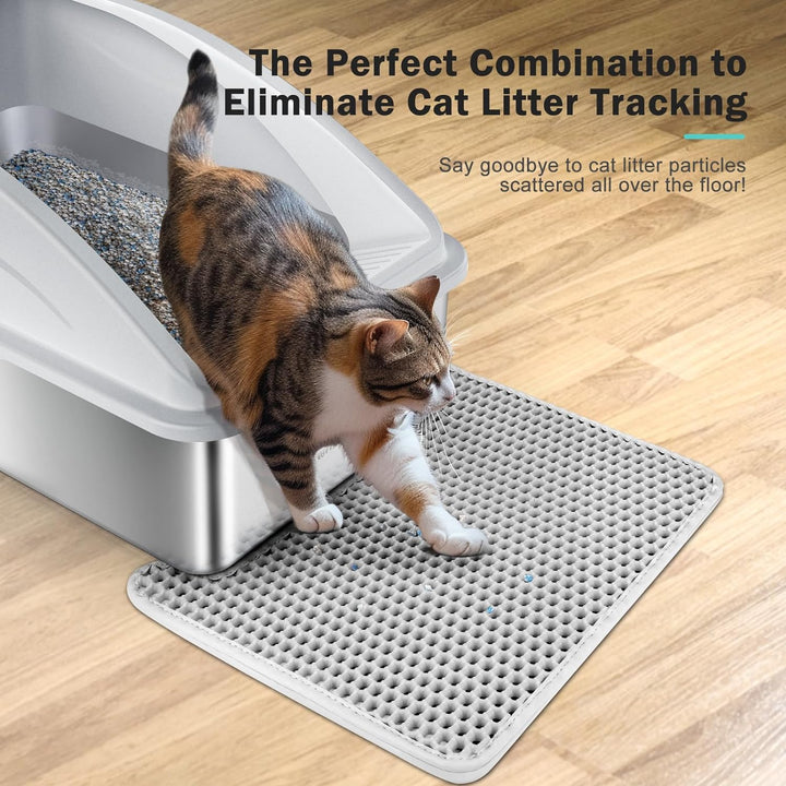 Furenvast - Premium Stainless Steel Enclosed Cat Litter Box 