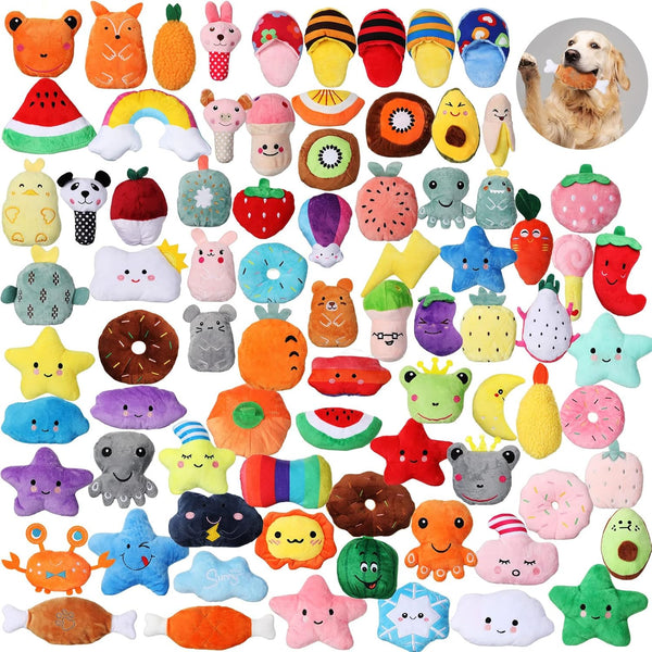 Furenvast - Hungdao 80-Piece Plush Squeaky Toy Set for Puppi