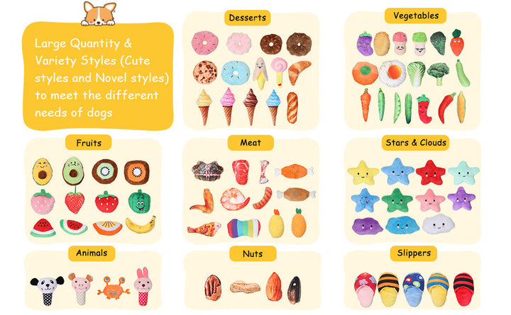 Furenvast - Hungdao 80-Piece Plush Squeaky Toy Set for Puppi